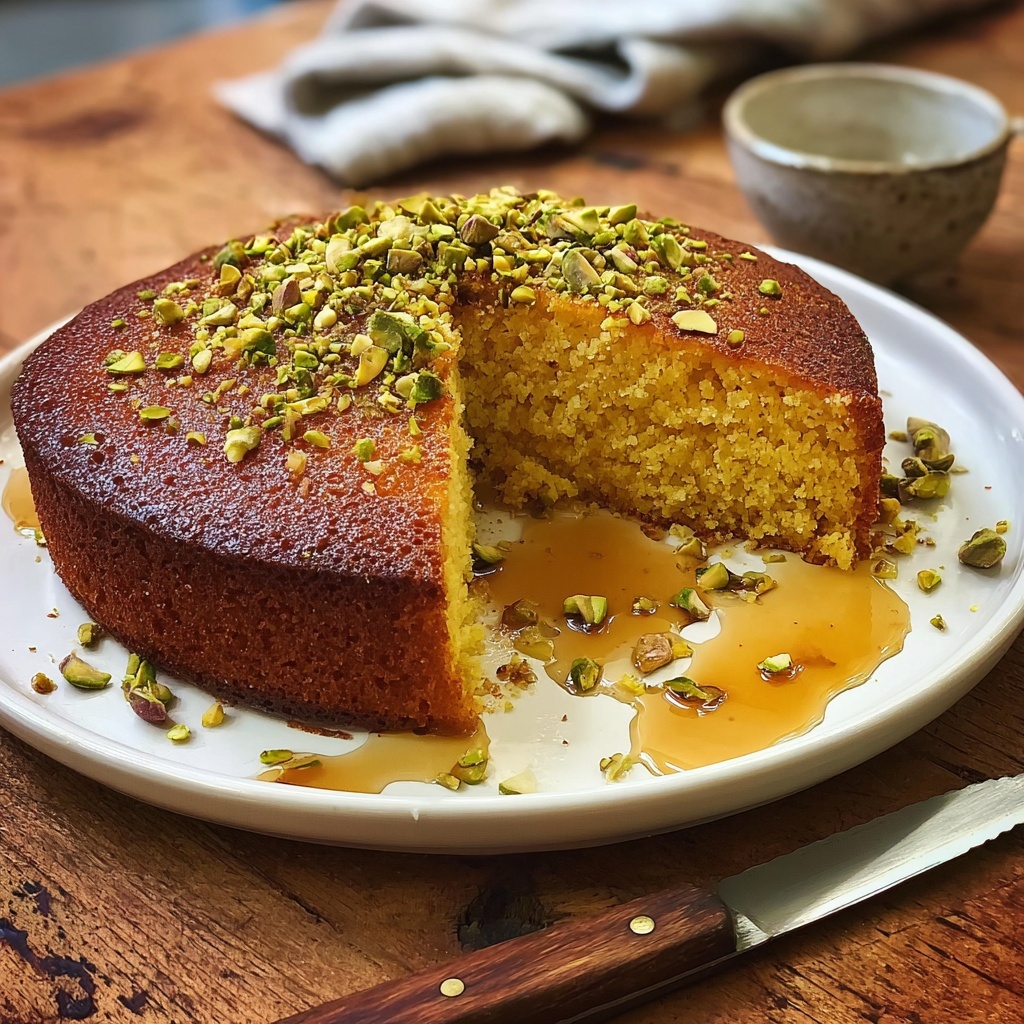Orange Pistachio Olive Oil Cake with Saffron Syrup Recipe - Recipe Image