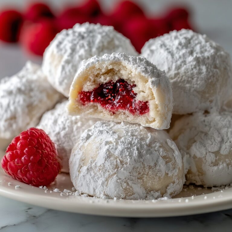 Raspberry Filled Almond Snowball Cookies Recipe
