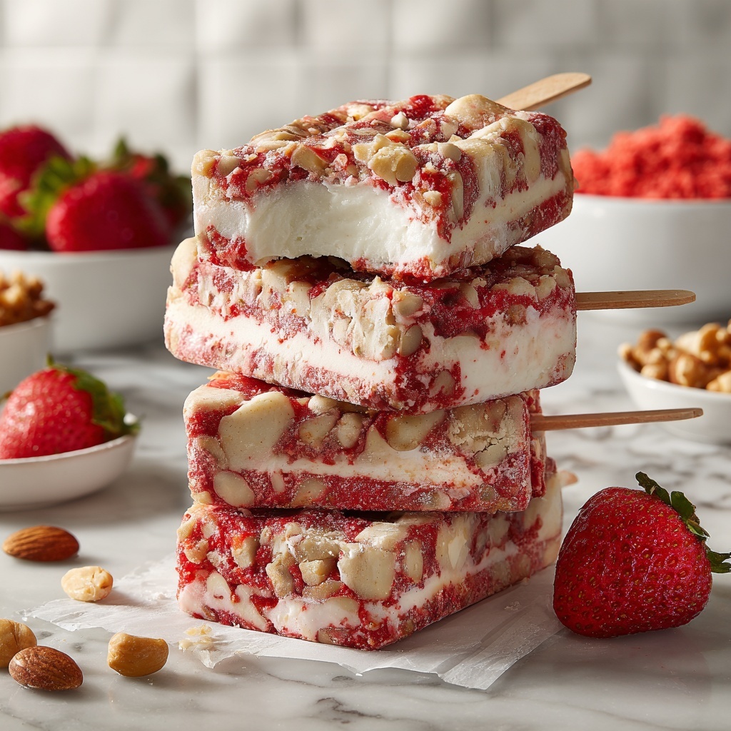 Vegan Strawberry Shortcake Ice Cream Bars Recipe - Recipe Image