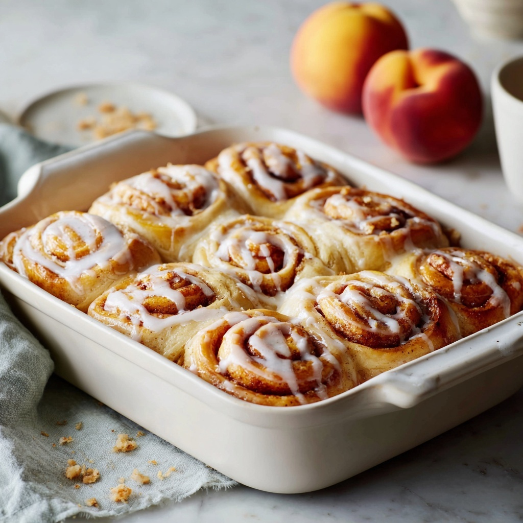 Peach Cobbler Cinnamon Rolls Recipe - Recipe Image