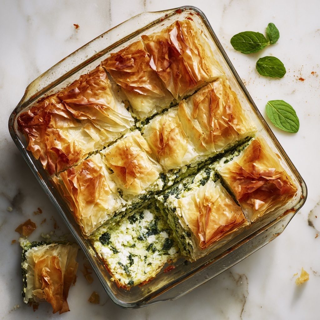 Irresistible Vegan Spanakopita: Flaky Spinach and Feta Pastry Recipe - Recipe Image